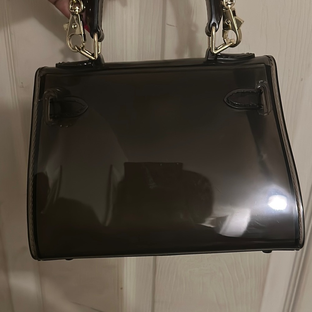 Black Mini Bag with Gold Hardware and Graffiti Design - Picture 3 of 3